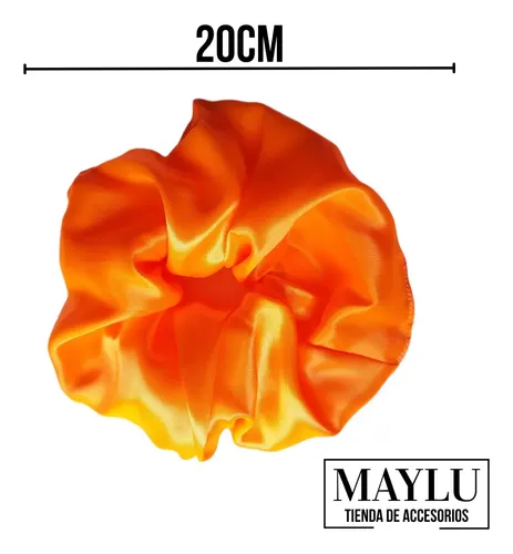 Colitas de pelo Scrunchies De Pelo De Raso Antifrizz Maxi escrunchie Naranja