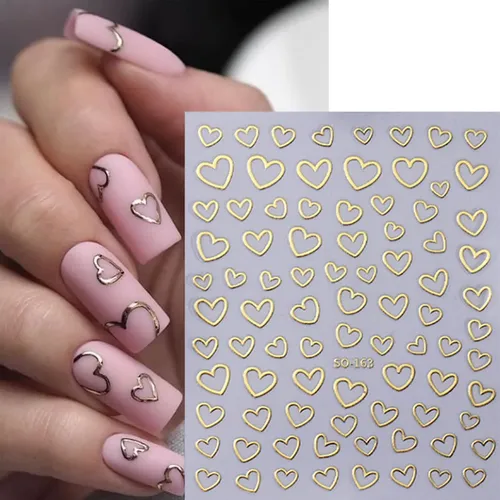 Stickers Para Uñas Zoazjinaz 6 Hojas Con Diseño 3d De Corazo