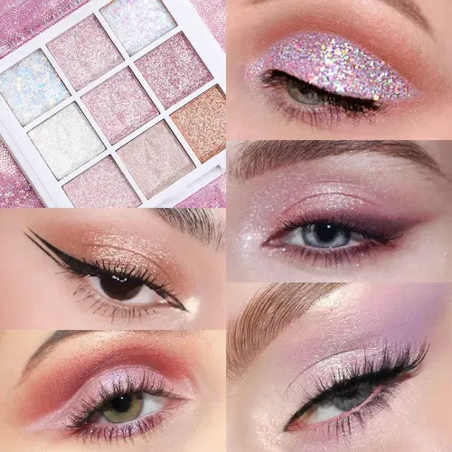 Cakaila Paleta Sombras 9 Colores Glitter Rosa Blanco