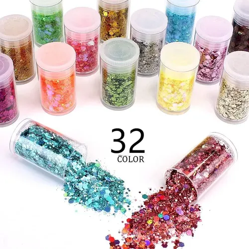 32 Colores Glitter Lentejuelas Brillantes Para Decoración De