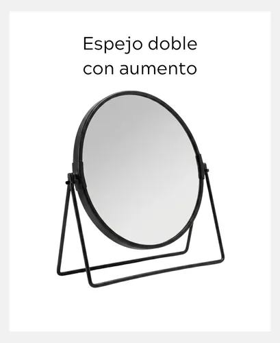 Espejo Doble Maquillaje 7 Pulgadas C/ Aumento 17cm C/ Base