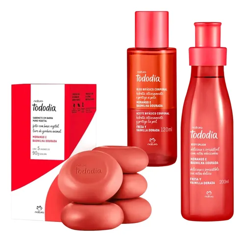 Kit Natura Todo Dia Fresa Y Vainilla Dorada