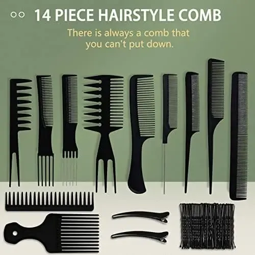 Juego De Peines Para El Cabello Profesional De 14 Piezas Y Y