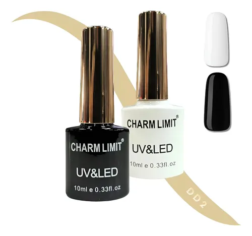 Kit X2 Esmaltes Semipermanente Negro Y Blanco Uñas Manicura