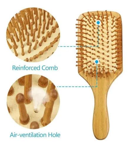 Cepillo De Pelo Bamboo Comb, Peine De Masaje, *a