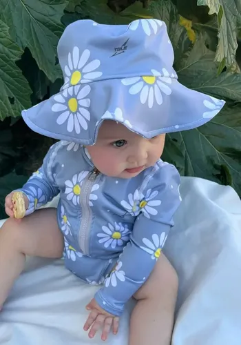 Malla Enterito Bebe Gorro Protección Solar Body Agua Niños Color Margarita Talle 24 m