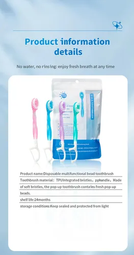 Mini Cepillo De Dientes Desechable Versátil Con Hilo Dental