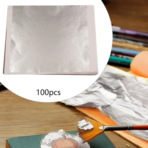 100x Hojas Doradas Adorno Bolsa De Regalo Relleno Plata