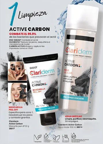 Gigot Clariderm Active Carbon Agua Micelar 100 Ml.