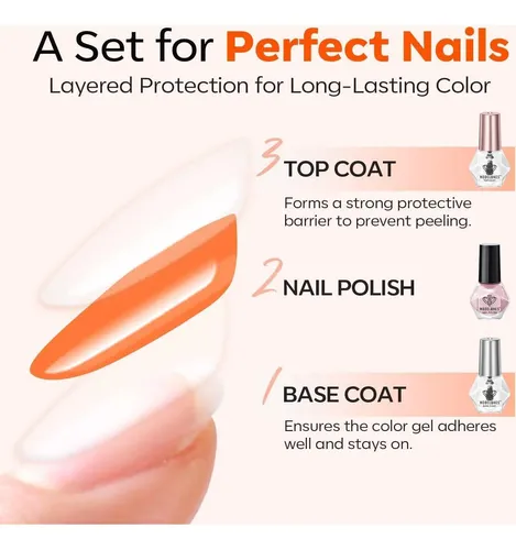 Set Esmalte De Uñas Base Y Top Coat Modelones 5 Ml X2