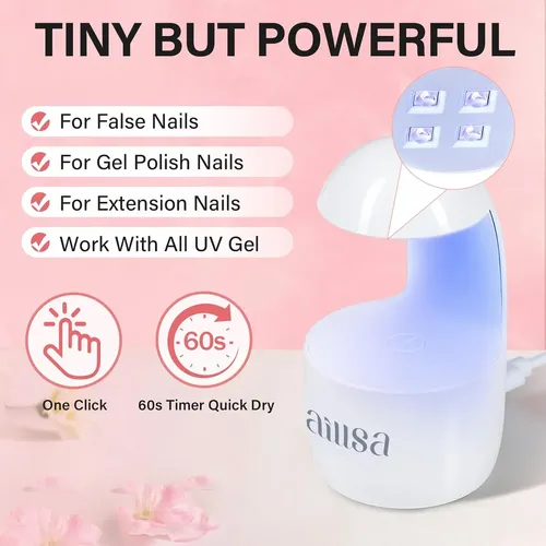 Kit Uñas Gel 240 Tips Cortos Con Lámpara Uv Y Pegamento