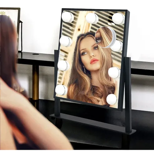 Espejo De Maquillaje Con Luces Led Bwllni 36cm Negro