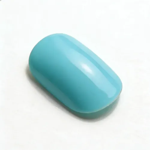 Press On Nails Oval Cortas Kit Uñas Postizas Con Adhesivo Color Turquesa