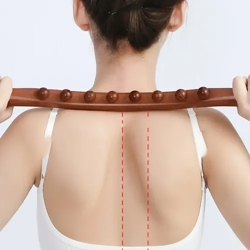 Palo Gua Sha De Madera, Doble Hilera, 20 Cuentas, Con Punta