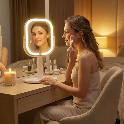 Espejo De Maquillaje Sanycasa Con Luz Led Con Aumento De 1x/
