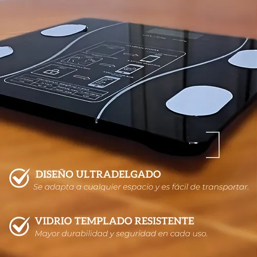 Balanza Digital Bluetooth Lelong 180kg Mide Grasa Corporal Negro