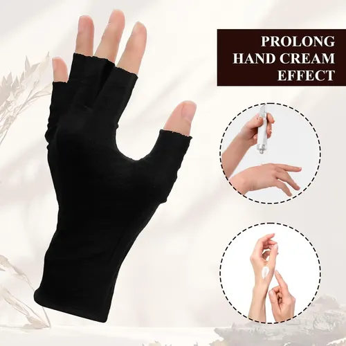 Guantes Negros Sin Dedos Algodón Hidratantes Para Manos Sec