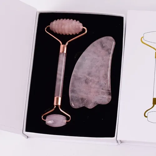 Care Tool Sha Massage Face Quartz Natural Roller Rose Gua Guasha Tool And Box