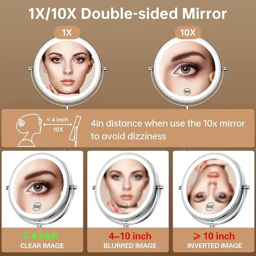 Espejo Maquillaje Iluminado Aumento 10x