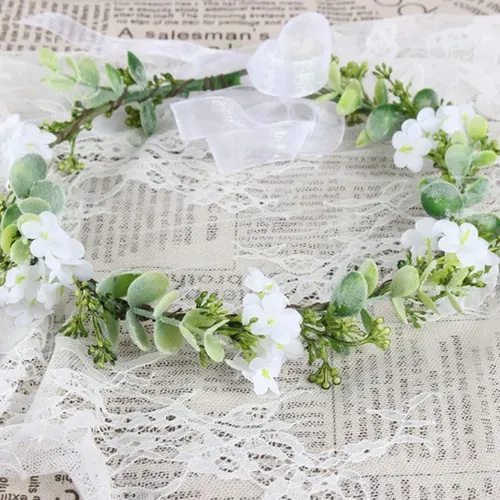 Corona De Flores For El Pelo, Corona Floral Con Cinta Para