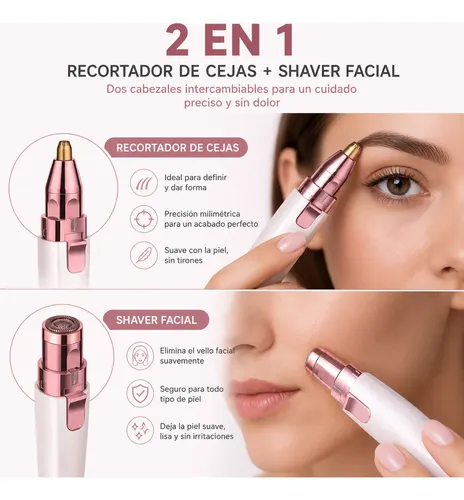 Depilador Facial 2 En 1 Recargable Cejas Y Vello Duradero