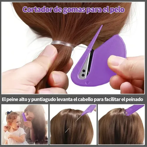Kit Ligas Para Peinar Niñas Con Peines Y Accesorios Violeta