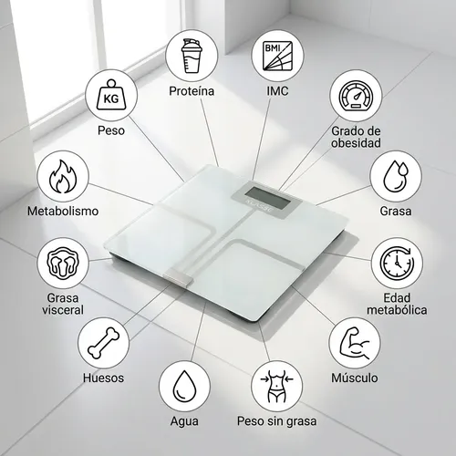 Balanza Digital Personas Bluetooth 180kg Vidrio Klasse