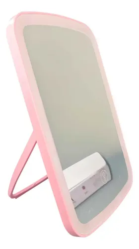 Espejo De Maquillaje Rectangular Con Luz Led Usb Recargable Yy3542 Rosa