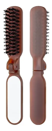 Peine Portátil For Mujer Con Cerdas De Cerdo Grises