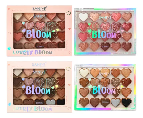 Paleta Sombras Saniye Lovely Bloom Corazones Glitter Matte