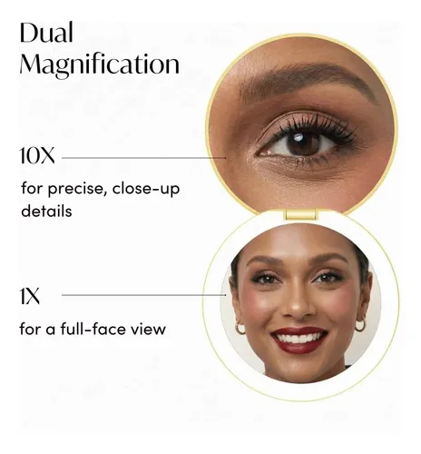 Espejo De Maquillaje Fancii Con Luz Led 10x Recargable Oro