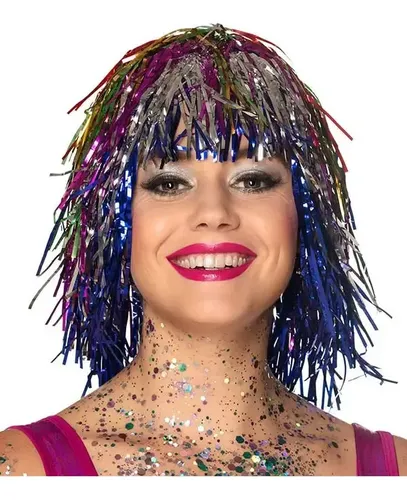 10 Pelucas Metalizadas Colores Surtidos Carnaval Carioca
