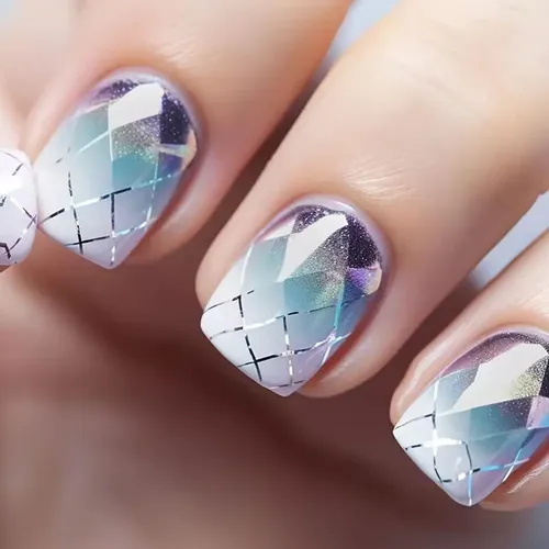 Arte De Uñas Con Patrón De Diamante Degradado Con