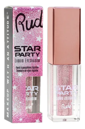 Sombra Liquida Star Party Liquid Eyeshadow Tono Rosa Gold Star Child Acabado Con Glitter Rude Cosmetics