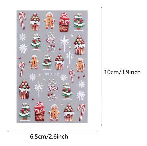Pegatinas Uñas Navideñas 3pzs Con Santa Y Reno Nieve Mc-swo-42+43+47-3