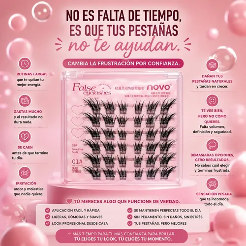 Pestañas Postizas Cluster Novo Autoadhesivas Efecto Anime