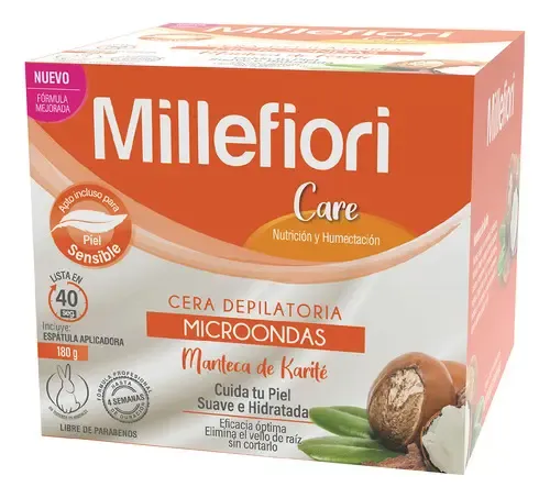 Cera Depilatoria para microondas Millefiori extracto manteca de karite
