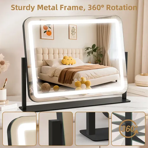 Espejo De Tocador Gioeda 55x43cm Con Aumento 10x Y Luz Led