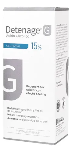 Detenage G Gel Facial 15% Ácido Glicólico Antiedad Arrugas Momento de aplicación Noche Tipo de piel Sensible