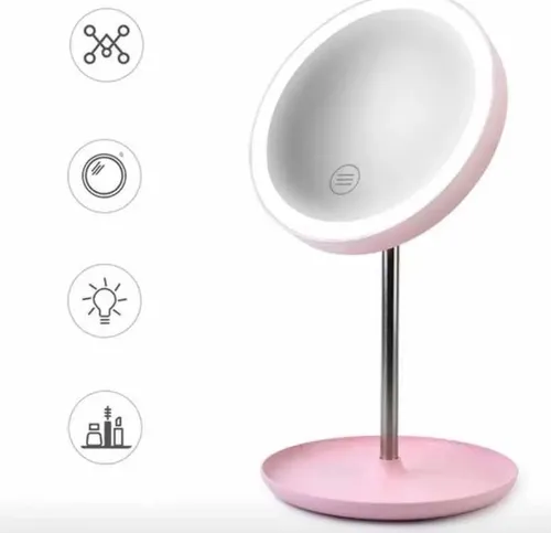 Espejo Maquillaje Luz Led Táctil 3 Tonos Usb Makeup