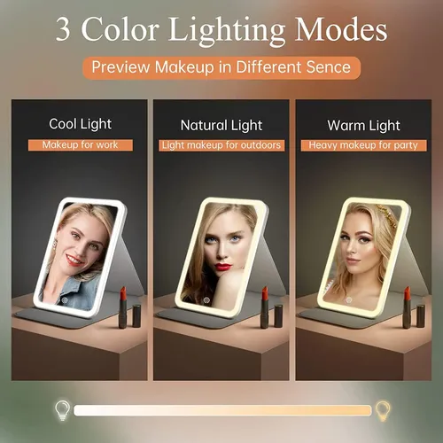 Espejo De Maquillaje Con Luz Led Funtouch Recargable Rainbow