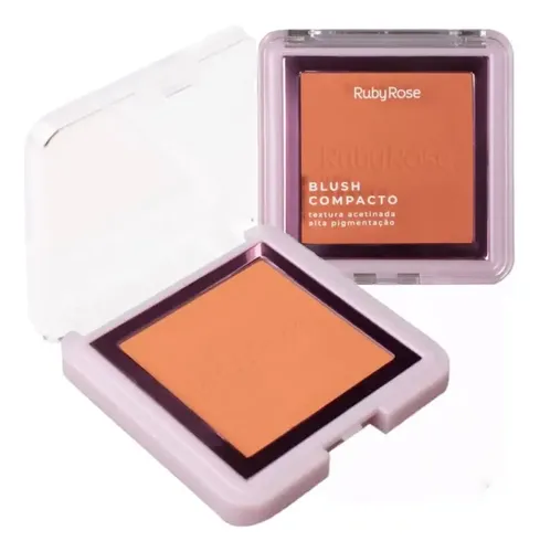 Rubor Blush Polvo Compacto Satinado Pigmentado Ruby Rose Tono del maquillaje Naranja