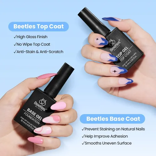 Set Base Y Top Coat Gel Beetles 15ml 2 Unidades