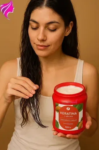 Mascara Keratina y Argan Frilayp X1000g Tratamiento Reestructurante Nutritivo Hidratante Oleo Extraordinario Luminoso Reconstruye Fibra Capilar Previniendo Quiebre y Caida