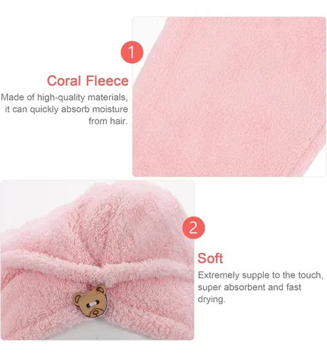 4piezas Microfibra Secado Del Cabello Toallas