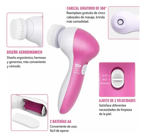 Cepillo Exfoliante Facial Masajeador Limpieza 5 En 1 A Pilas