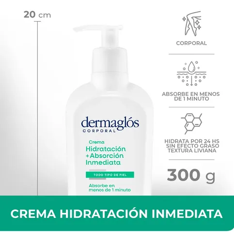 Crema Dermaglos Corporal Hidratacion Inmediata X 300 Ml