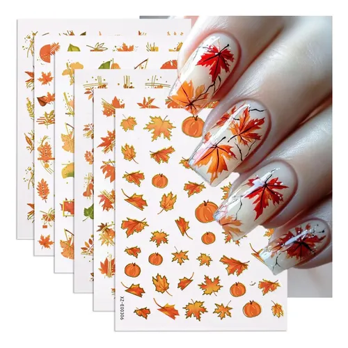 Juggssa Stickers De Arte Para Uñas De Otoño 6 Piezas Autoadh