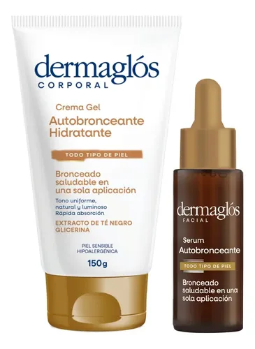 Kit Facial Y Corporal Autobronceante Dermaglós Serum+ Crema.