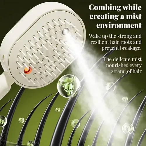 Peine Eléctrico Masaje Aire Y Rociador Cabello Cuero